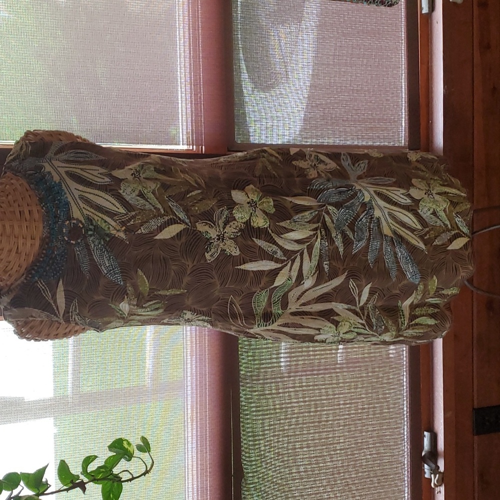 Linen rayon blend dress with embellishments